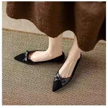 2024zapatos Planos Con Punta Estrecha Para Mujer, Calzado Elegante Con Correa Oblicua, Color Negro Flats Shoes Women 35 коричневый