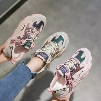 2024Женские повседневные кроссовки, дизайнерские массивные вулканизированные туфли, увеличивающие рост, женские теннисные кроссовки на платформе, женская обувь 35 бежевый