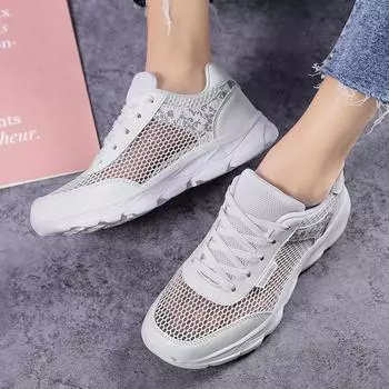 20252025 summer hollow mesh shoes travel women s leisure sports breathable light shoes women s running shoes generation 35 белый