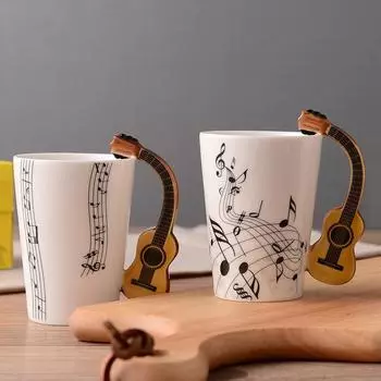 2025 240ml Creative Music Ceramic Mug Guitar Violin Style Cute Coffee Tea Milk Stave Mugs And Cups with Handle Novelty Gifts 240ml