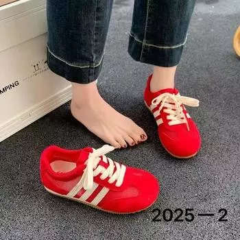 2025-2 новые весенние туфли 2025 года на плоской подошве корейской версии для женщин-студенток, нескользящие туфли Forrest Gump, повседневные одинарные туфли для женщин 35 бежевый