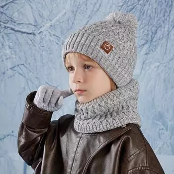 2025 3pcs Youngsters s Hat, Gloves, and Scarf Set for Winter - Unisex Knitted Ear-Warming Outdoor Accessories with Extra Fleece