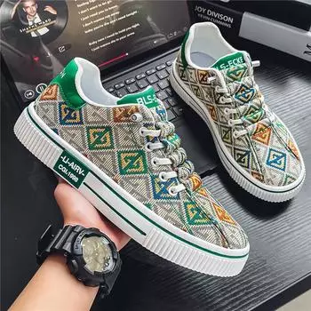 2025 этнический ветер случайный цветок камуфляж национальный прилив спортивные развязанные туфли для доски мужские низкие студенческие уличные туфли прилив мужские туфли 39