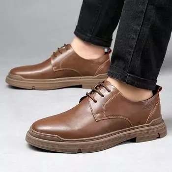2025 autumn and winter leather shoes men s casual British Martin boots men s genuine leather Korean version trendy tooling shoes low-top men s shoes 38