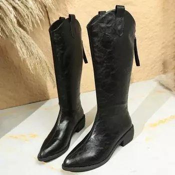 2025 autumn and winter new fashion boots pointed V mouth tall tube long tube but knee fashion Korean version versatile British 35