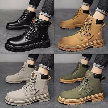2025 autumn and winter new high-top Martin boots men s shoes rhubarb boots tooling boots big head shoes men s shoes live broadcast 0228 39 жёлтый