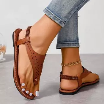 2025 autumn and winter new large size women s flat casual sandals sandals durable and non-slip 35 чёрный