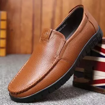 2025 autumn and winter new leather shoes men s genuine leather business velvet warm casual shoes soft sole middle-aged and elderly men s shoes 38