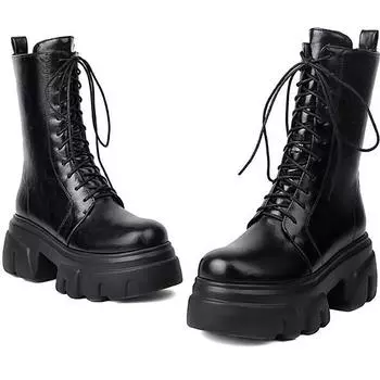 2025 autumn and winter new Martin boots short boots casual women s boots large size boots 35-44 35 чёрный