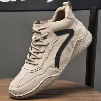 2025 autumn and winter new men s pigskin medium help casual Martin boots with velvet optional 38 серый