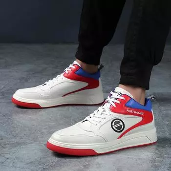 2025 autumn and winter new trendy men s shoes sports and leisure shoes medium help fashion little white shoes men s leather versatile board shoes 38 белый