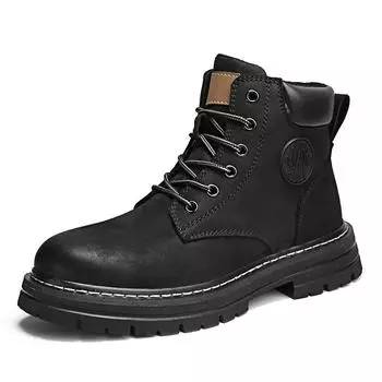 2025 autumn and winter rhubarb boots men s couple Martin boots high-top British style thick-soled large-size low-top boots women s velvet 35