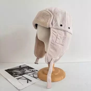 2025 autumn and winter thickened warm ear protection cold cover singers tide corduroy Lei Feng singers men and women M56-58cm чёрный