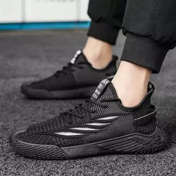 2025 Autumn Casual Walking Running Mesh Breathable Flat Bottom Knitted Shoes Sports Men s Shoes Large Sizes Zapatillas Hombre 39
