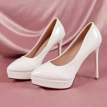 2025 autumn high heels model cheongsam catwalk shoes waterproof stage modern dance shoes leather shoes single shoes female mother shoes 34