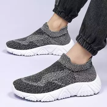 2025 autumn large size fly-woven men s shoes popcorn sole socks shoes men s lazy foot shoes casual breathable single shoes 35