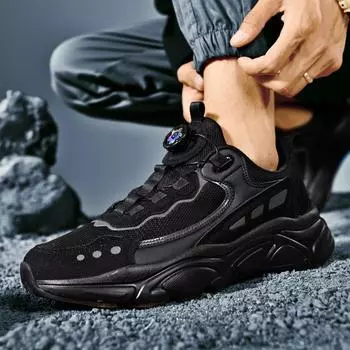 2025 autumn live broadcast explosion casual running shoes platform couple mesh breathable outdoor dad sports shoes men s shoes 36 чёрный