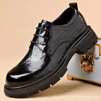 2025 autumn new British business platform big head wide feet black men s shoes 38