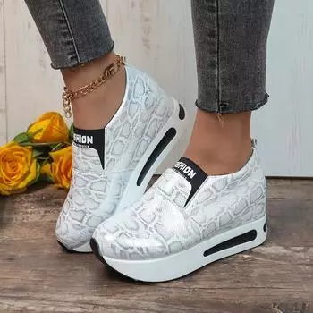 2025 autumn new casual large size single shoes women s inner height increase muffin bottom women s sports single shoes women s shoes 35 белый