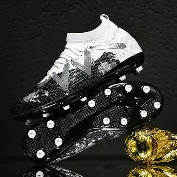 2025 autumn new football shoes camouflage high-top broken nails professional training sneakers long nails children s explosive football shoes 35
