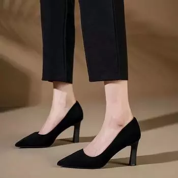 2025 autumn new high heels women s versatile interview etiquette professional work shoes pointed thick heel sexy single shoes 34