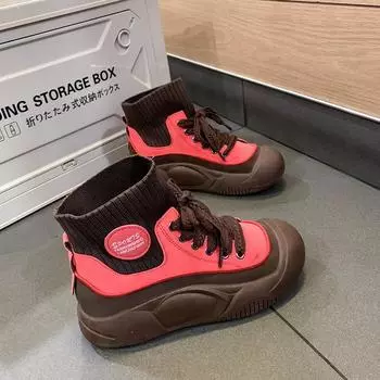 2025 autumn new high-top fashion elastic socks boots women s retro British style versatile thin casual short boots 35 зелёный