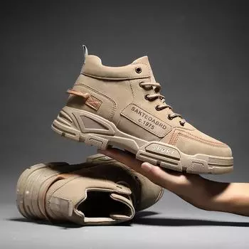 2025 autumn new Martin boots men s high-top versatile casual tooling shoes trendy leather boots medium-top British style big yellow boots 39