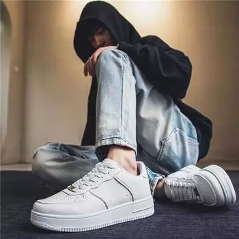 2025 autumn new men s board shoes breathable thin shoes non-slip white shoes trend casual running board shoes foreign trade 39 белый