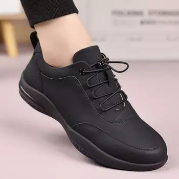 2025 autumn new men s business casual leather shoes men s lace-up free thick-soled non-slip dad shoes single shoes 2568 38 чёрный