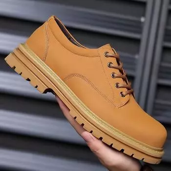 2025 autumn new men s casual leather shoes men s leather breathable big head shoes retro tooling shoes single shoes 6696 38 чёрный