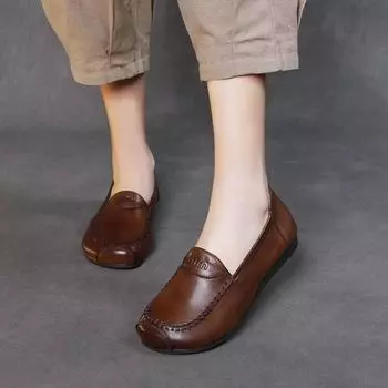 2025 autumn new one-pedal soft-soled non-slip middle-aged and elderly mother shoes versatile low-heeled flat-soled Doudou shoes 35 чёрный