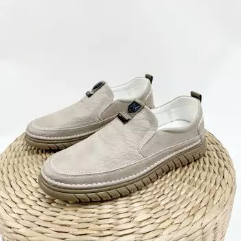 2025 autumn new products men s casual shoes pure handmade fashion driving shoes soft sole soft surface dad leather shoes men s trend 38 серый