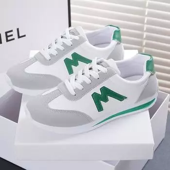2025 autumn new thick-soled Forrest Gump shoes women s leather surface Korean version versatile casual shoes ins tide student running shoes tide 35 чёрный