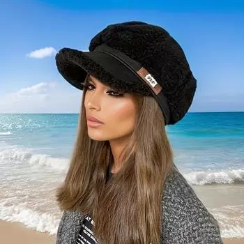 2025 Autumn/Winter New Arrival Women S Thickened Warm Soft Fashionable Octagonal Beret Hat, Winter Warm Duckbill Cap for Outdoor Casual Wear