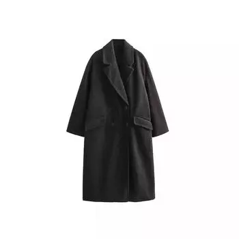 2025 Autumn/Winter New Women s Wear New Fashion Casual Versatile Soft Loose Long Coat Coat XS чёрный