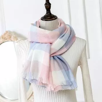 2025 Autumn/Winter Women S New Checkered Scarf Versatile Student Japanese Hairy Small Fresh Shawl Neck 180*70cm