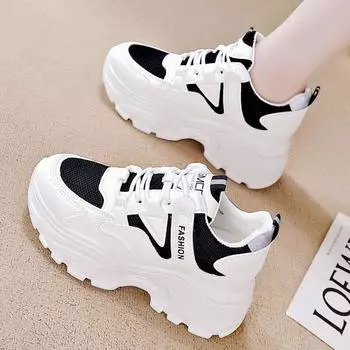 2025 Autumn Women s Chunky Vulcanized Shoes Designer Brand Woman Breathable Sneakers Fashion Lace-up Casual Tennis Shoes Zapatos 35