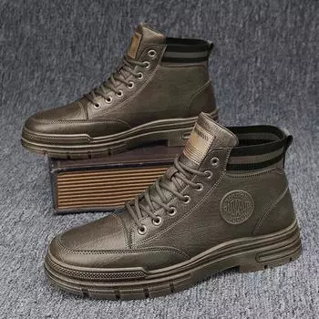 2025 Autumn Youth High Top Leather Martin Boots Men s Outdoor Platform Shoes Lace-Up Tooling Boots 39