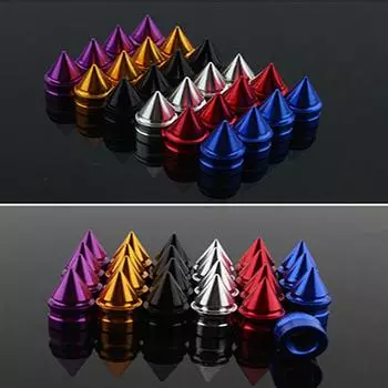 2025 автомобильных колпачков для вентилей шин, алюминиевый сплав, конические пылезащитные колпачки для автомобильных мотоциклов, аксессуары для вентилей шин для велосипедов золотой