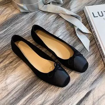 2025 балетки с квадратной головкой и неглубоким ртом, женские милые плоские мягкие подошвы, французские ретро-туфли из мягкой кожи, универсальные одинарные туфли 35 серебряный