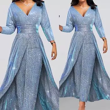 2025 банкетное платье юбка, двухсторонняя большая юбка-труба топ сексуальный модный комбинезон S синий