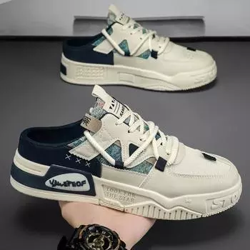 2025 Baotou Half Slippers Мужская летняя новая одежда для улицы Ленивые туфли на одну ногу Без каблука Мужская обувь с сетчатыми вставками Подростковая обувь 39