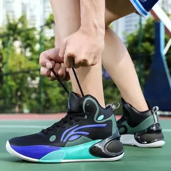 2025 Баскетбольные кроссовки Yushuai 17 с высоким верхом, кроссовки для соревнований, для учеников начальной и средней школы, для занятий спортом на открытом воздухе, легкие кроссовки для бега 36 черный серый