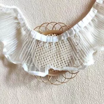 2025 Белая сетка с замком и кромкой, плиссированная оборка, кружево ручной работы, одежда, юбка, швейный материал, домашний текстиль, аксессуары для подола штор 1 yard белый