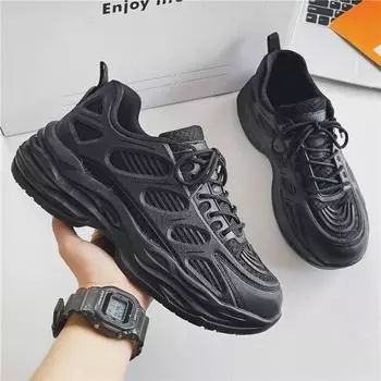 2025 black fashion young men s dad shoes autumn and winter platform trend outdoor sports shoes casual men s shoes 39 чёрный