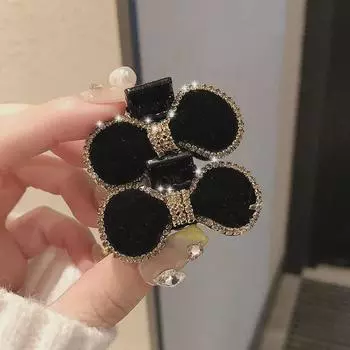 2025 Black Rhinestone Bow Hairpin: Elegant Princess Side Clip for Bangs
