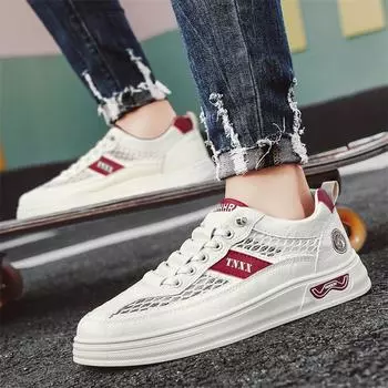 2025 board shoes men s summer new mesh breathable casual shoes trendy little white shoes overalls sneakers men s shoes 39