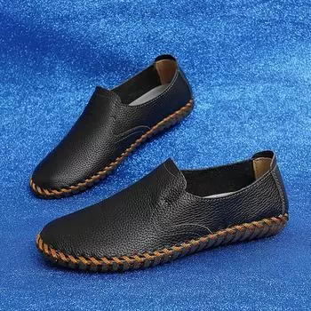 2025 большой размер летняя воловья кожа легкая крышка ноги обувь Doudou одна педаль вождения мужская обувь импортная торговля ручная работа кожаная обувь мужская 38 темно-коричневого