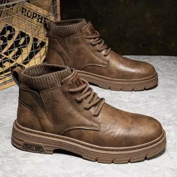 2025 Ботинки Martin осень-зима новые модные повседневные ретро британские кожаные водонепроницаемые износостойкие высокие кожаные ботинки на платформе 39 standard sneaker size чёрный