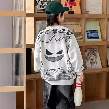 2025 Boys Spring & Autumn Sweatshirts: Stylish & Fashionable Tops for Kids 160 cm белый/серый